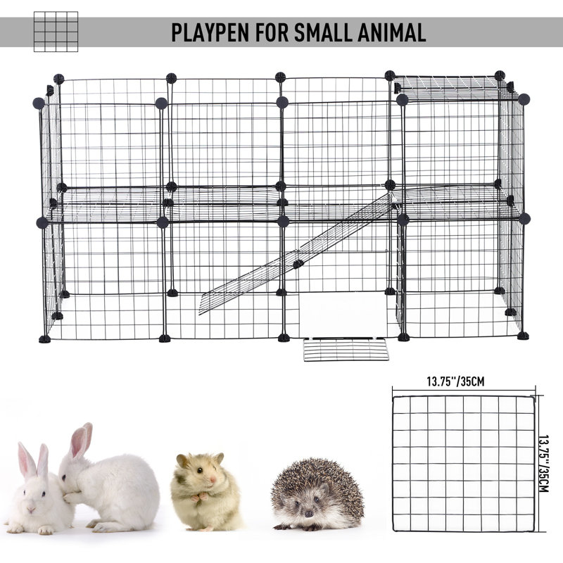 Pawhut Metal Mesh Small Animal House Kennel Crate Fence Pet Pen